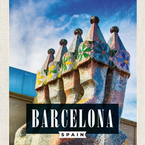 Schild Barcelona Spain Spanien Casa Batlló Gebäude 12x18 20x30 30x40 Blech/Holz