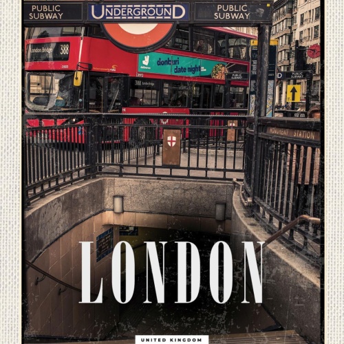 Schild London United Kingdom Underground Subway GB 12x18 20x30 30x40 Blech/Holz