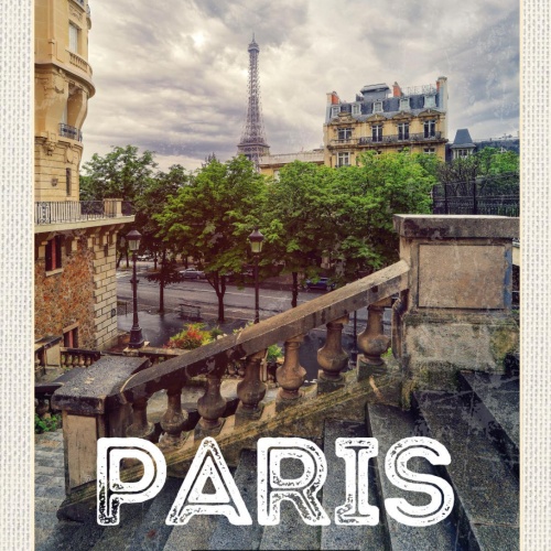Schild Paris France Frankreich Eiffelturm Stadt 12x18 20x30 30x40 Blech od. Holz