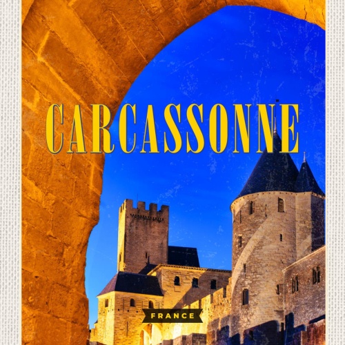 Schild Carcassonne France Frankreich Stadt 12x18 20x30 30x40 Blech od. Holz