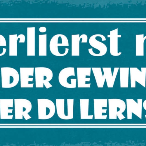 Schild Du Verlierst Nicht Entweder Du Gewinnst Oder Lernst 27x10 Blech od.Holz