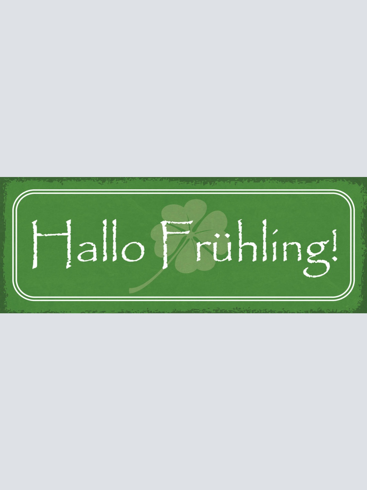 Schild Hallo Frühling Jahreszeit Frühjahr Lenz Blumen Grün 27x10 Blech od.Holz