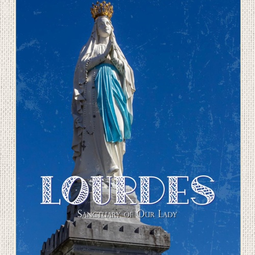 Schild Lourdes Grotte Maria Erscheinung Frankreich 12x18 20x30 30x40 Blech/Holz