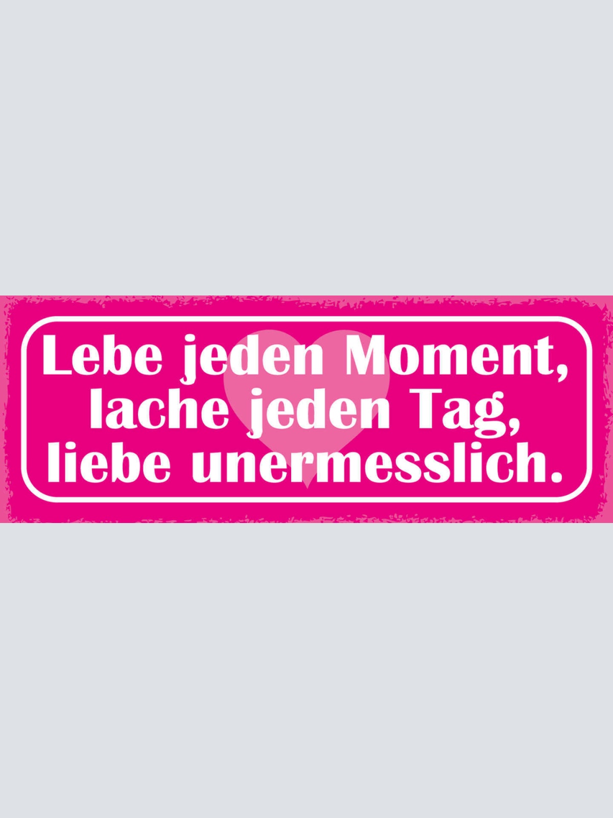 Schild Lebe Jeden Moment Lache Jeden Tag Liebe Unermesslich 27x10 Blech od.Holz