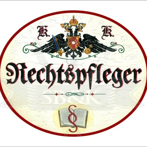 KuK Nostalgie Holzschild - Rechtspfleger - Paragraph Buch TH