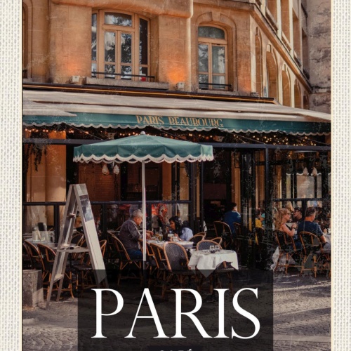 Schild Paris Café Frankreich Kaffeehaus Stadt 12x18 20x30 30x40 Blech/Holz