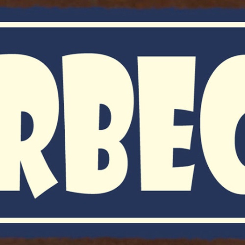 Schild Barbecue BBQ Grill Grillen Griller Fleisch 27x10 Blech od.Holz