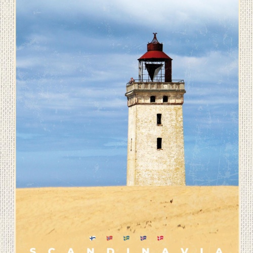 Schild Scandinavia SCA Rubjerg Knude Fyr Leuchtturm 12x18 20x30 30x40 Blech/Holz