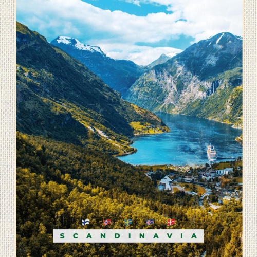 Schild Scandinavia Skandinavien Geirangerfjord NOR 12x18 20x30 30x40 Blech/Holz