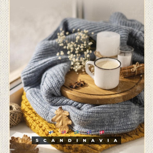 Schild Scandinavia Skandinavien Tasse Dekoration 12x18 20x30 30x40 Blech/Holz