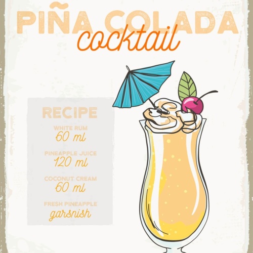 Schild Pina Colada Rezept Bar Alkohol Drink 12x18 20x30 30x40 Blech/Holz
