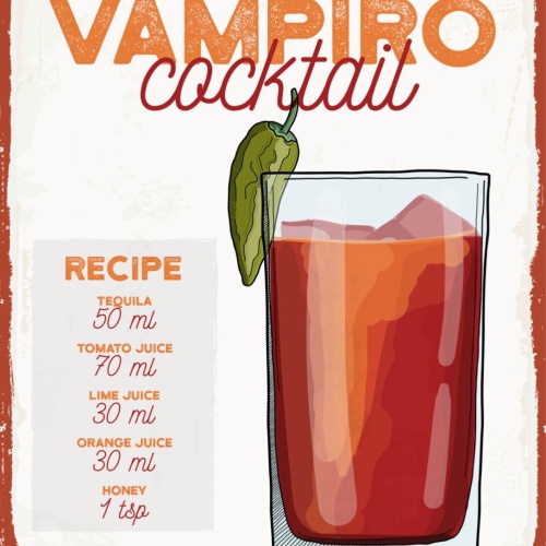 Schild Vampiro Rezept Bar Alkohol Drink 12x18 20x30 30x40 Blech/Holz