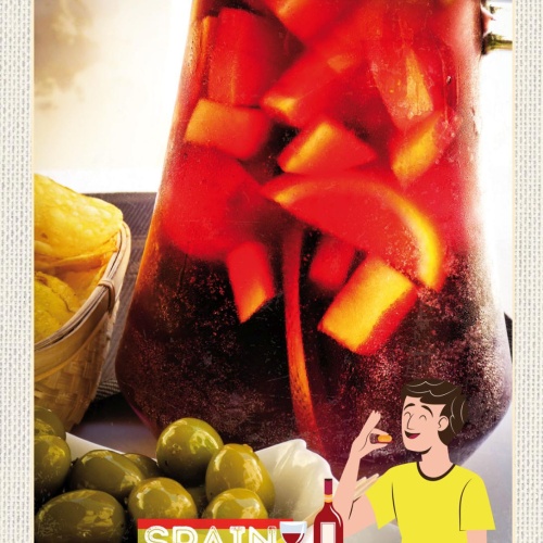 Schild Spain Spanien Sangria Oliven Essen Trinken 12x18 20x30 30x40 Blech/Holz