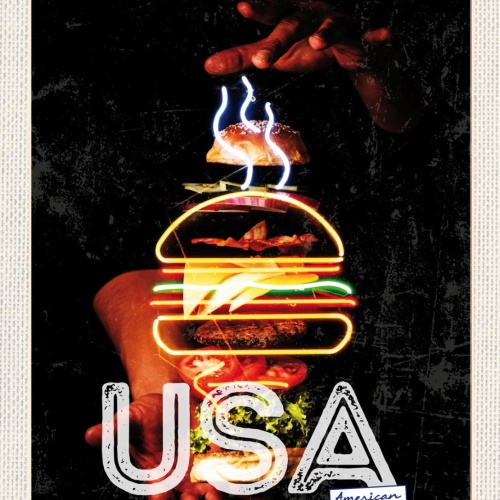 Schild USA American Diner Burger Fast Food Amerika 12x18 20x30 30x40 Blech/Holz