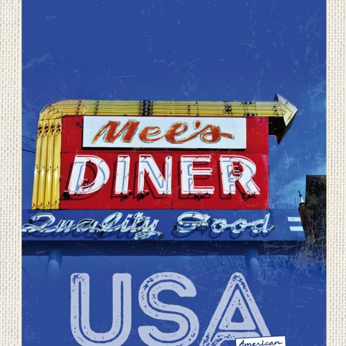 Schild USA American Diner Mel's Werbung Amerika 12x18 20x30 30x40 Blech/Holz