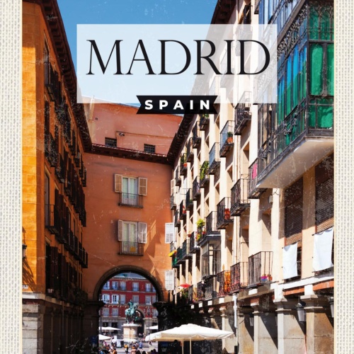 Schild Madrid Spain Spanien Gasse Café Kaffee Haus 12x18 20x30 30x40 Blech/Holz