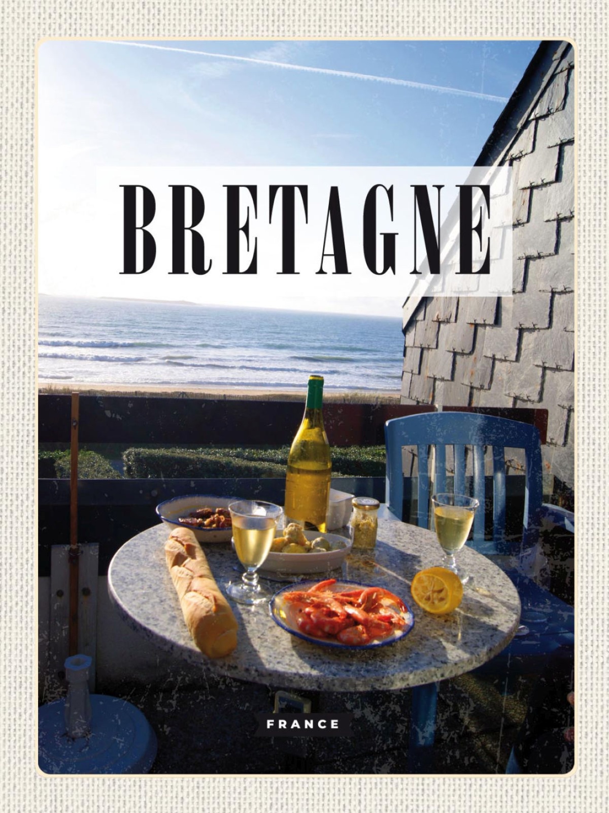 Schild Bretagne France Frankreich Essen Meer 12x18 20x30 30x40 Blech od. Holz