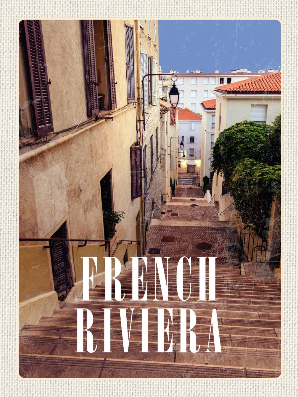 Schild French Rivera Côte d’Azur Frankreich Gasss 12x18 20x30 30x40 Blech/Holz