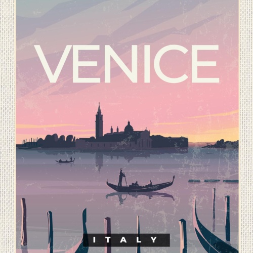 Schild Venice Italy Venedig Italien Gondel Stadt 12x18 20x30 30x40 Blech/Holz