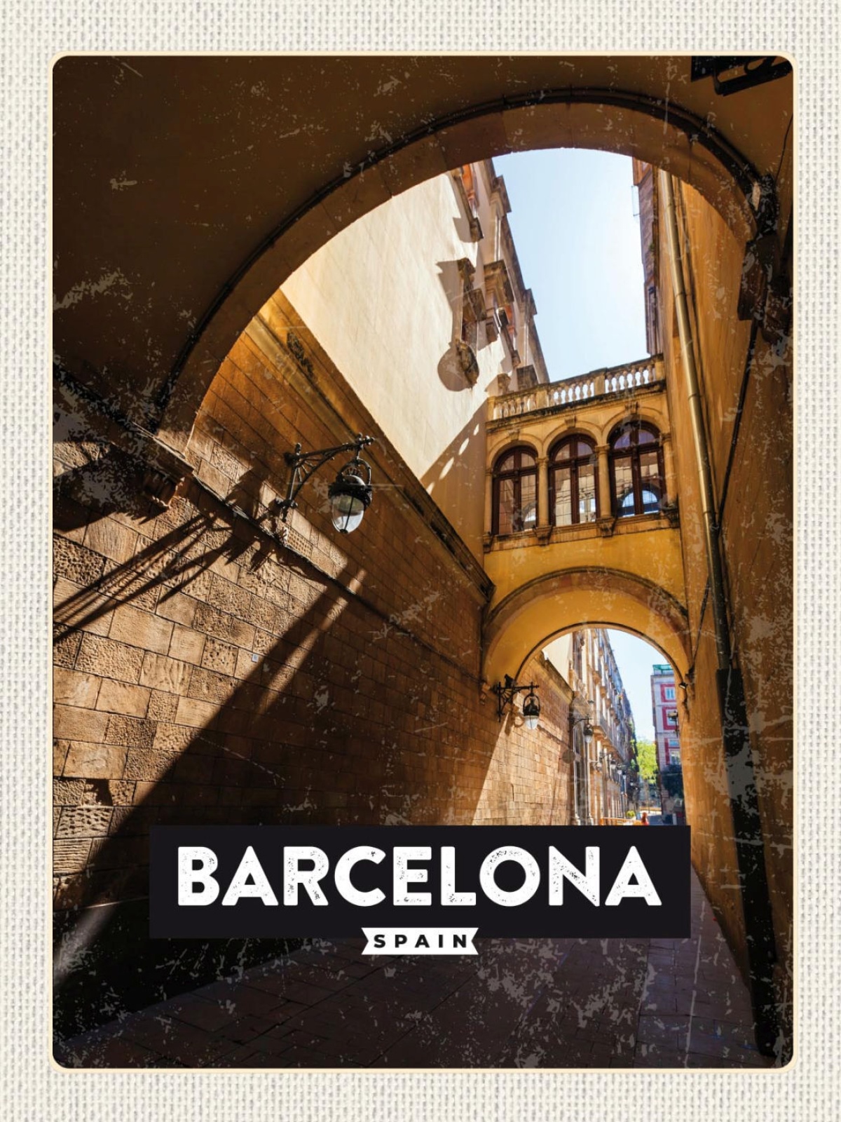 Schild Barcelona Spain Spanien Gasse Stadt Tor 12x18 20x30 30x40 Blech/Holz