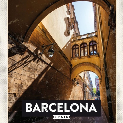 Schild Barcelona Spain Spanien Gasse Stadt Tor 12x18 20x30 30x40 Blech/Holz
