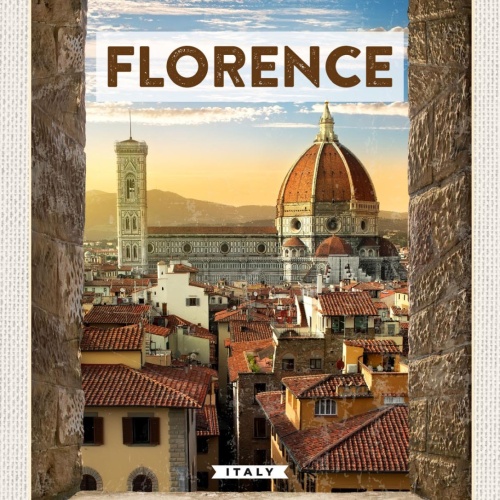 Schild Florence Italy Florenz Italien Dom Blick 12x18 20x30 30x40 Blech od. Holz