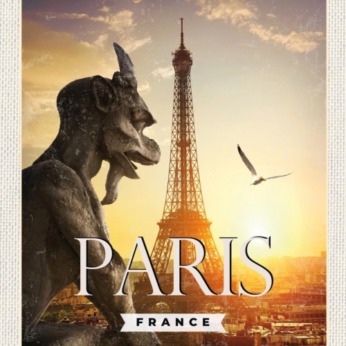 Schild Paris France FRA Notre-Dame Eiffelturm 12x18 20x30 30x40 Blech/Holz