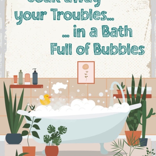 Schild Soak Away Your Troubles Bath Full Of Bubbles 12x18 20x30 30x40 Blech/Holz