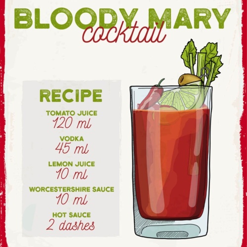Schild Bloody Mary Cocktail Rezept Bar Alkohol 12x18 20x30 30x40 Blech/Holz