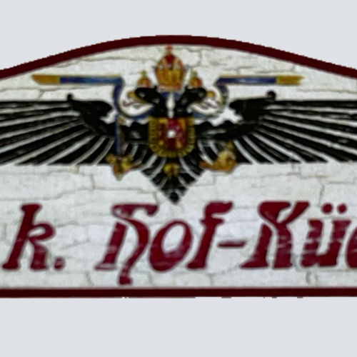 Nostalgie Holzschild KuK Hof-Küche Kochen Koch Küche Essen Restaurant Schild