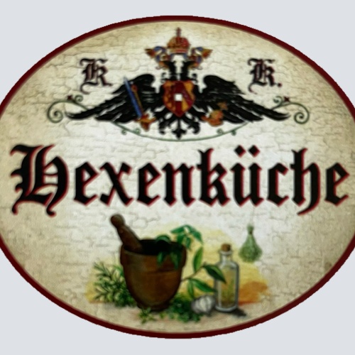 KuK Nostalgie Holzschild Hexenküche Hexe Küche Kräuter Frau Schild
