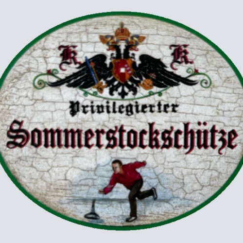 KuK Nostalgie Holzschild Priviligierter Sommerstockschütze Stockschießen Schild