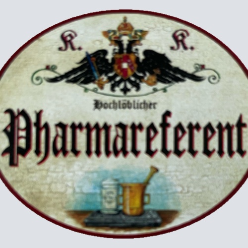 KuK Nostalgie Holzschild Hochlǒblicher Pharmareferent Pharmafirma Schild
