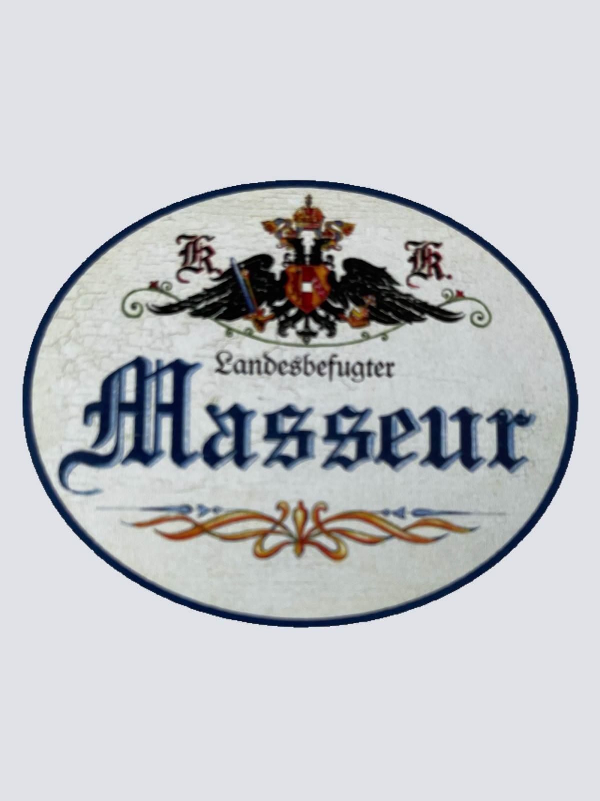 KuK Nostalgie Holzschild Landesbefugter Masseur Massage Massieren Schild