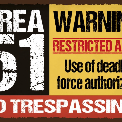 Schild Area 51 Warning Alien UFO USA Nevada 12x18 / 20x30 / 30x40 Blech od. Holz