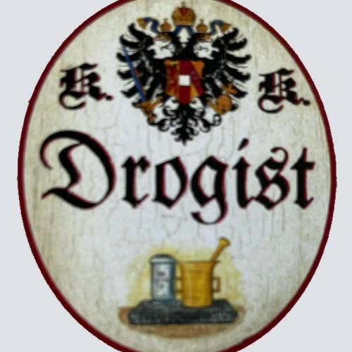 KuK Nostalgie Holzschild Drogist Drogerie Perfumerie Handel Verkauf Schild