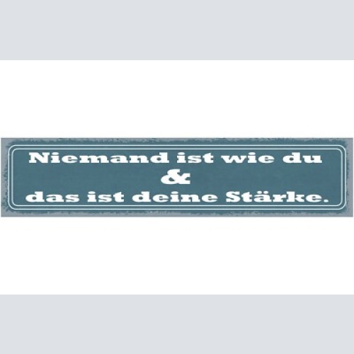 Schild niemand ist wie du und das ist deine stärke einmalig 46x10 blech od. holz