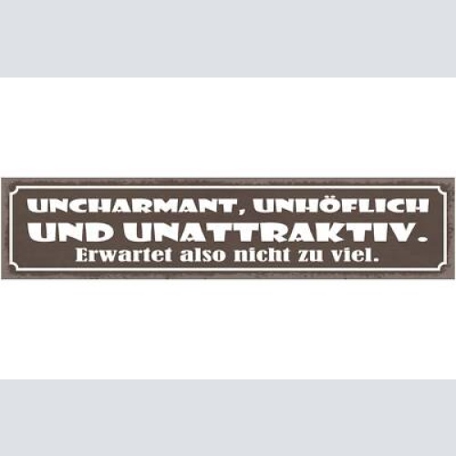 Schild uncharmant unhöflich und unattraktiv erwartet also nicht zu viel 46 x 10