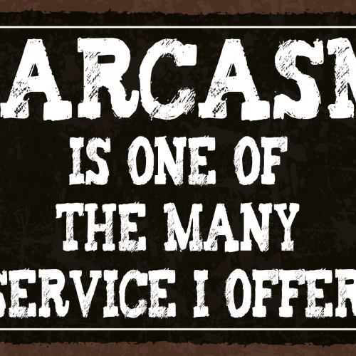 Schild Sarcasm Sarkasmus Sarkastisch Service 12x18 / 20x30 / 30x40 Blech od.Holz