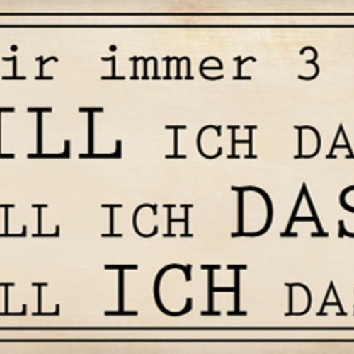 Schild Stell Dir Immer 3 Fragen Will Ich Das? 27x10 Blech od.Holz