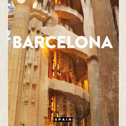Schild Barcelona Spain Spanien Sagrada Família 12x18 20x30 30x40 Blech/Holz