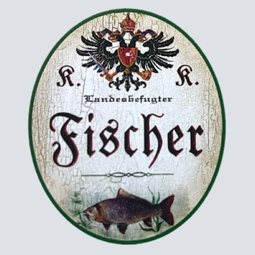 KuK Nostalgie Holzschild "Landesbefugter Fischer" Angeln Fisch Meer See