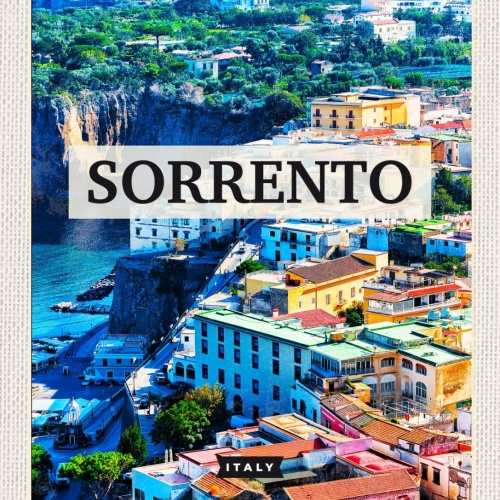 Schild Sorrento Italy Sorrent Italien Stadt Ansicht 12x18 20x30 30x40 Blech/Holz
