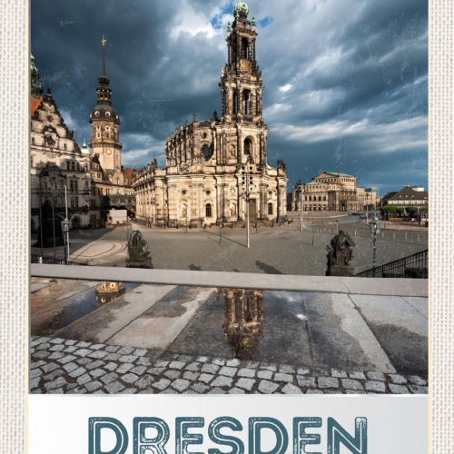 Schild Dresden Germany Stadt Ansicht Kathedrale D 12x18 20x30 30x40 Blech/Holz