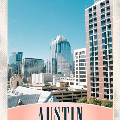Schild Austin Texas USA Frost Bank Building Amerika 12x18 20x30 30x40 Blech/Holz