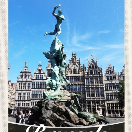 Schild Brussels Belgium Brüssel BEL Brabobrunnen 12x18 20x30 30x40 Blech/Holz