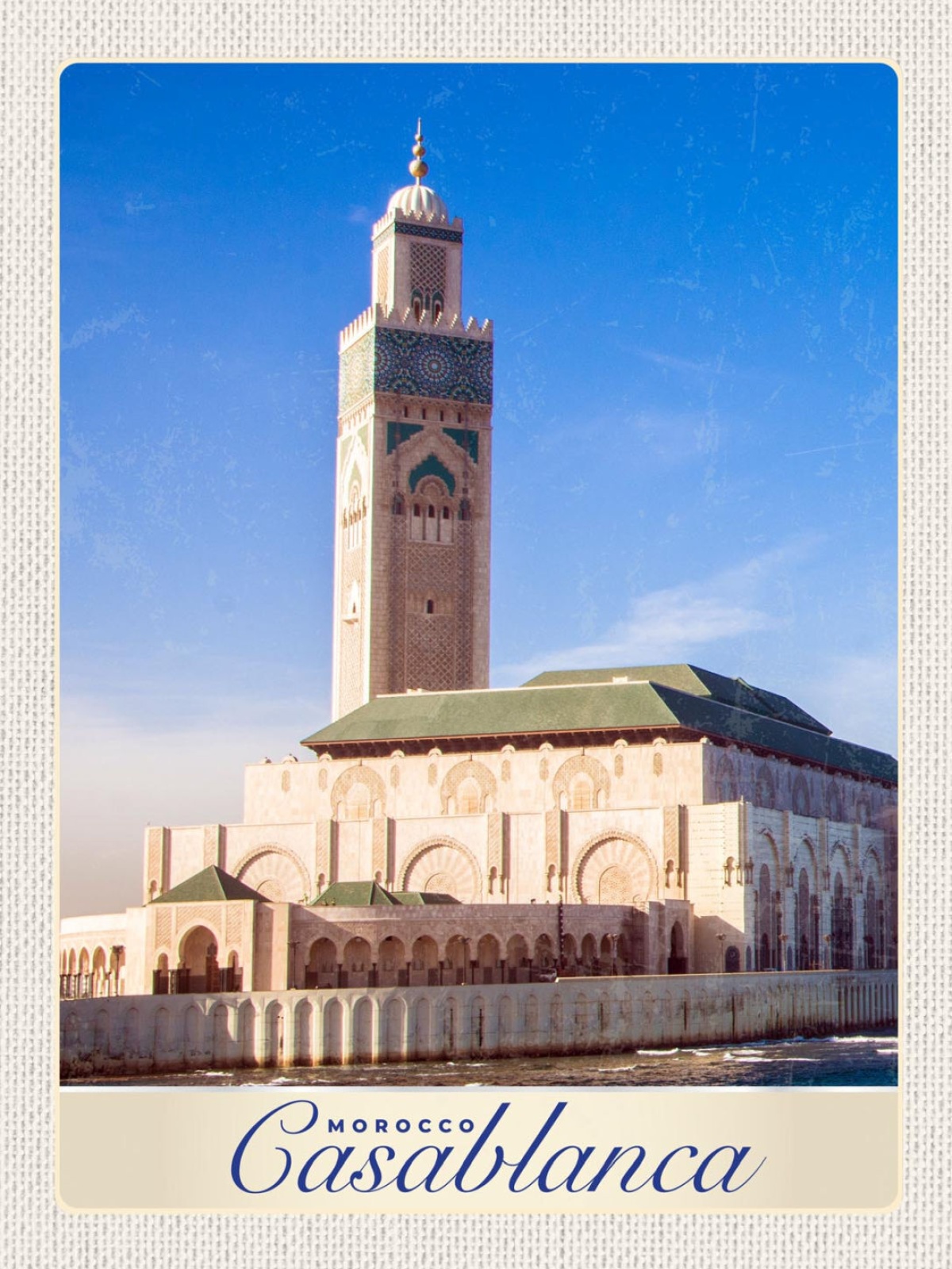 Schild Morocco Casablanca Marokko Hassan II Moschee 12x18 20x30 30x40 Blech/Holz