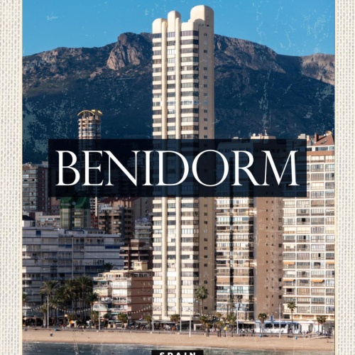 Schild Benidorm Spain Spanien Torre Levante Gebäude 12x18 20x30 30x40 Blech/Holz