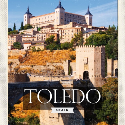 Schild Toledo Spain Spanien Alcázar Festung Stadt 12x18 20x30 30x40 Blech/Holz
