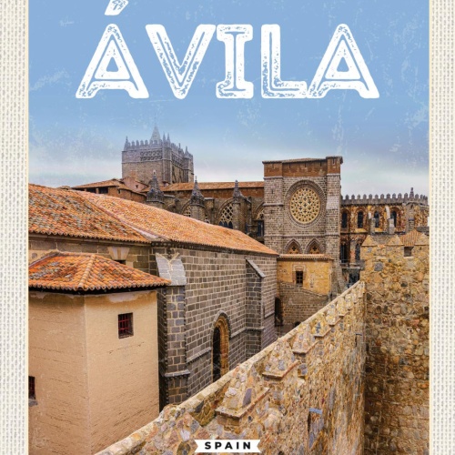 Schild Ávila Spain Spanien Kathedrale Stadt 12x18 20x30 30x40 Blech od. Holz